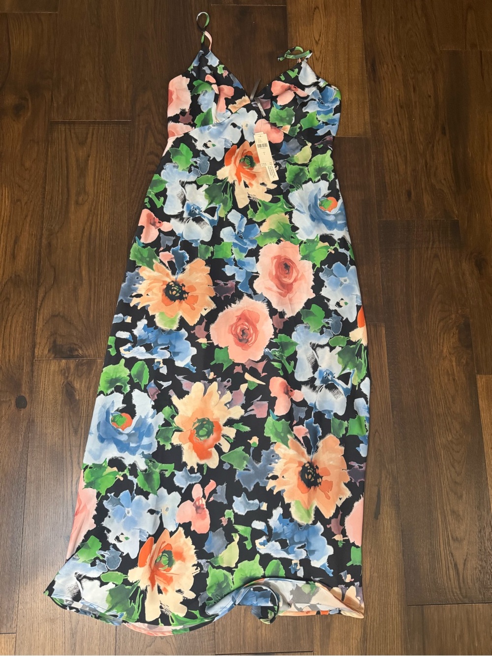 Anthropologie Floral Midi Dress in Black, Peach, Blue, Green